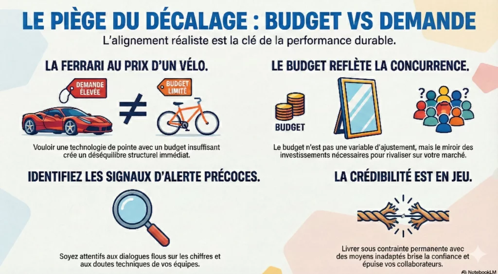 Sh&eacute;ma explicatif :Le pi&egrave;ge du d&eacute;calage - budget vs demande